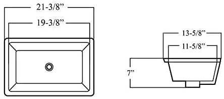 MISC 21 3/8 inch European Rectangular Shape Porcelain Ceramic Bathroom Undermount Sink White Rectangle Includes Hardware