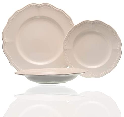 Classic White 18pc Dinner Set Cream Solid Country