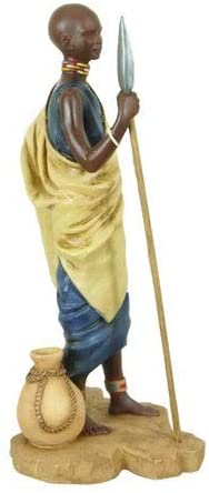 Handmade Masai Shepherd Figurine (China) Yellow Culture Polyresin - Diamond Home USA