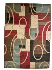 Contemporary Geometric Broadway Multicolored Area Rug (5'3 X 7'7) 5'3" 7'7" Modern Rectangle Olefin Synthetic