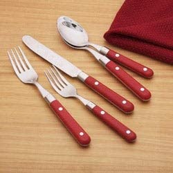 Red Stainless Steel 20 Piece Flatware Set