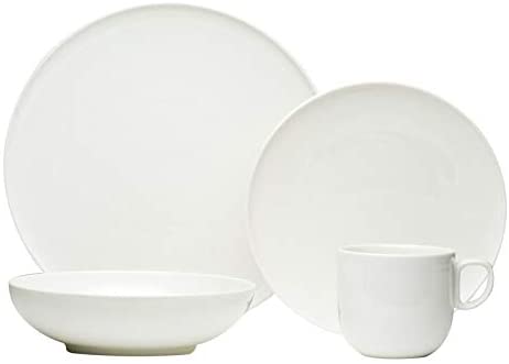 24pc Dinner Set White Solid Casual Modern Contemporary Round Porcelain 24 Piece Microwave Safe - Diamond Home USA