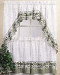 MISC Cottage Ivy 24 Inch Curtain Tier/Swag Set Green Dots Polyester Blend Embroidered
