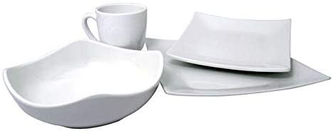 White Square 4 Piece Dinnerware Set Solid Modern Contemporary 4 Piece - Diamond Home USA