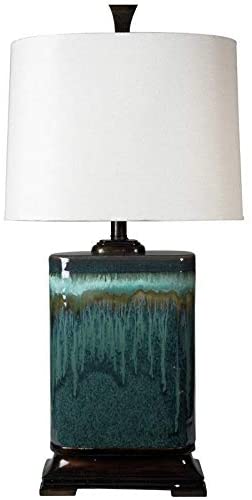 Blue Ceramic Table Lamp 32" 3 Way Switch Reading Light White