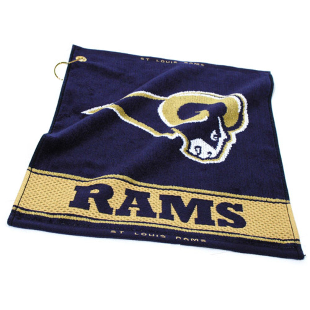NFL Rams Golf Towel 16 X 19 Inches Football Themed Applique Sports Patterned Team Logo Fan Merchandise Athletic Spirit Blue Gold Polyester - Diamond Home USA