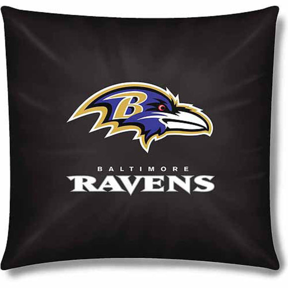 NFL Ravens Throw Pillow 15 Inches Football Themed Accent Pillow Bedroom Sofa Sports Patterned Team Color Logo Fan Merchandise Athletic Spirit Black - Diamond Home USA