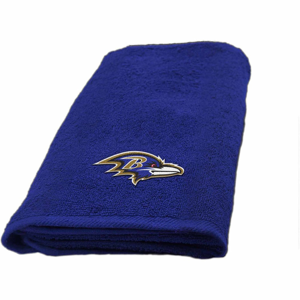 NFL Ravens Hand Towel 26 X 15 Inches Football Themed Applique Sports Patterned Team Logo Fan Merchandise Athletic Spirit Black Purple Gold White - Diamond Home USA