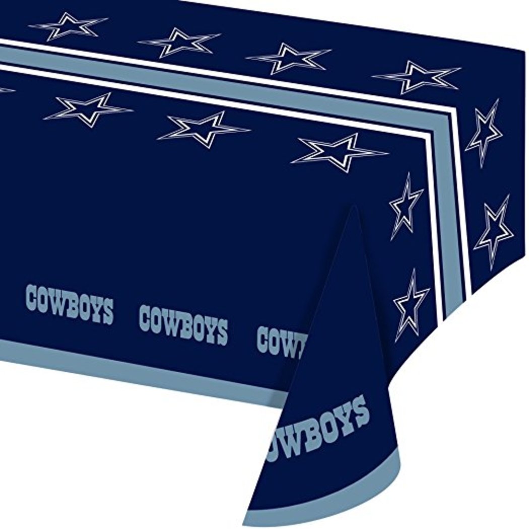 54 X 102 Inch NFL Cowboys Tablecloth Football Themed Rectangle Table Cover Sports Patterned Team Color Logo Fan Merchandise Athletic Spirit Blue Gray - Diamond Home USA
