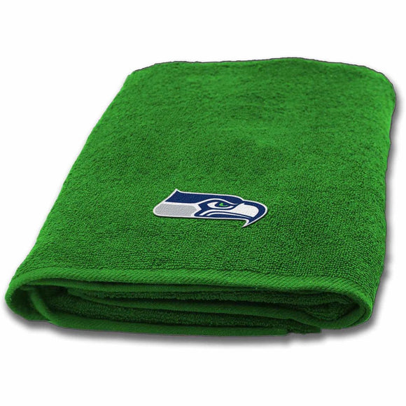 NFL Seahawks Bath Towel 25 X 50 Inches Football Themed Applique Shower Towel Sports Patterned Team Logo Fan Merchandise Athletic Spirit Blue Bright - Diamond Home USA