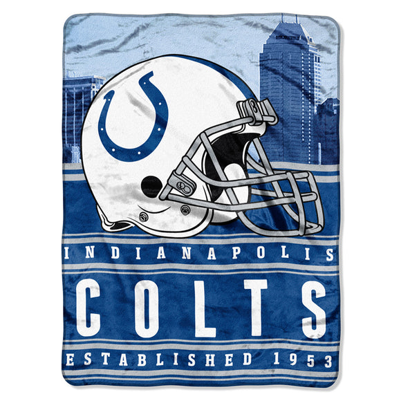 NFL Colts Throw Blanket 60 X 80 Inches Football Themed Bedding Sports Patterned Team Logo Fan Merchandise Athletic Team Spirit Fan Blue White Silk