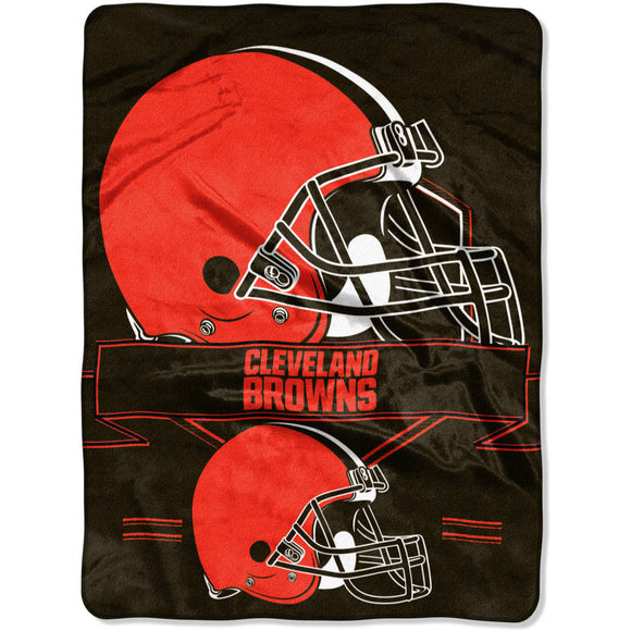 NFL Browns Throw Blanket 60 X 80 Inches Football Themed Bedding Sports Patterned Team Logo Fan Merchandise Athletic Team Spirit Fan White Burnt Orange