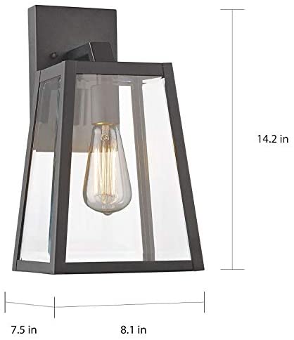 Lighting Transitional 1 Light Black Outdoor Wall Lantern Glass Metal Bulbs Included