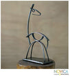 Handmade Steel 'Andean Llama' Sculpture (Peru) 7"x14" Black Brown Culture Floral