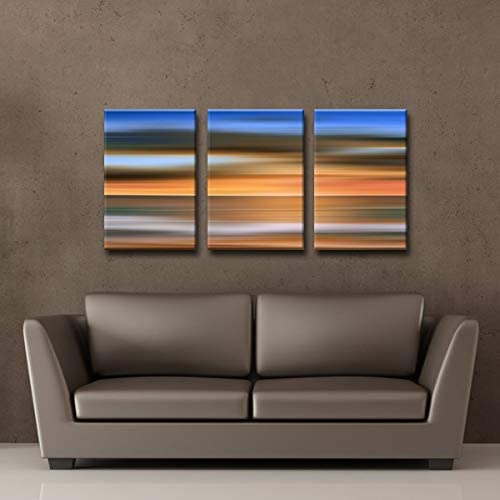 Blur Stripes Ix' 3 pc Canvas Wall Art Set Blue Modern