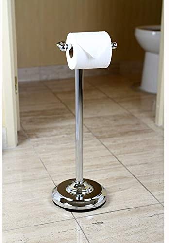 Pedestal Chrome Standing Toilet Paper Holder Modern Contemporary Brass - Diamond Home USA