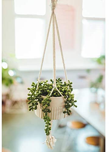 MISC Artificial Plant String Pearls Macrame Hanging Ceramic Donkey Tails One Size Handmade