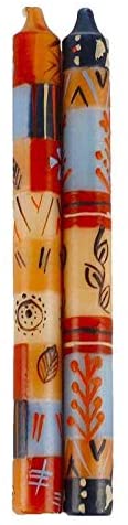 Hand Painted Candles Uzushi Design (Pair Tapers) Tan each