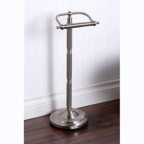 Silver Standing Pivoting Toilet Paper Holder Victorian Brass