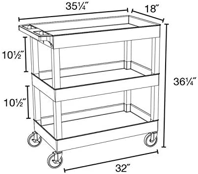 Hd High Capacity 3 Tub Shelves Grey Cart Modern Contemporary Rectangular Plastic Powder Coated - Diamond Home USA