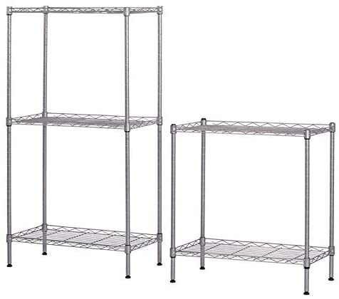 5 Tier Height Adjustable Storage Shelves Metal Wire Shelving Silver Stainless Steel