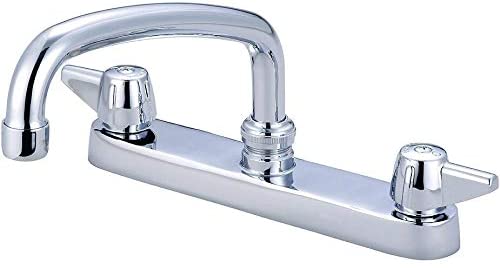 Brass Two Handle Cast Kitchen Faucet 8" Tube Swivel Spout 0