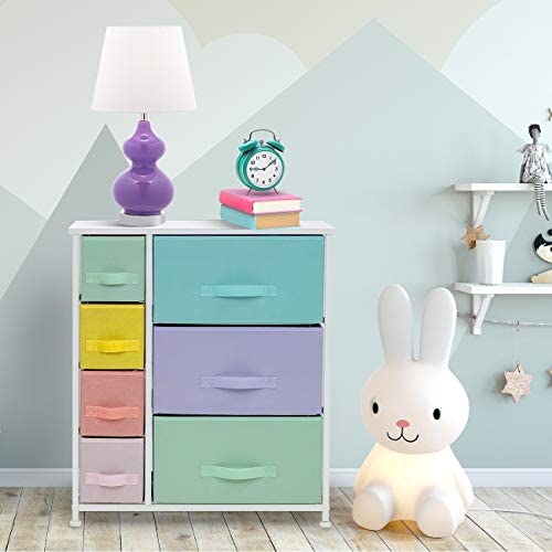 6 Drawers Chest Dresser Pastel Color Modern Contemporary Metal