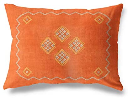 Orange Lumbar Pillow by Accent 12x16 Southwestern Geometric Cotton One Removable Cover