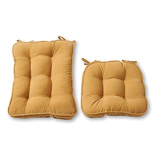 2pc Golden Cream Pad Rocker Chair Cushion Set Only Rocking Chair Tufted Back Seat Cover Firm Plush Comfortable Thick Country Nursery Cozy