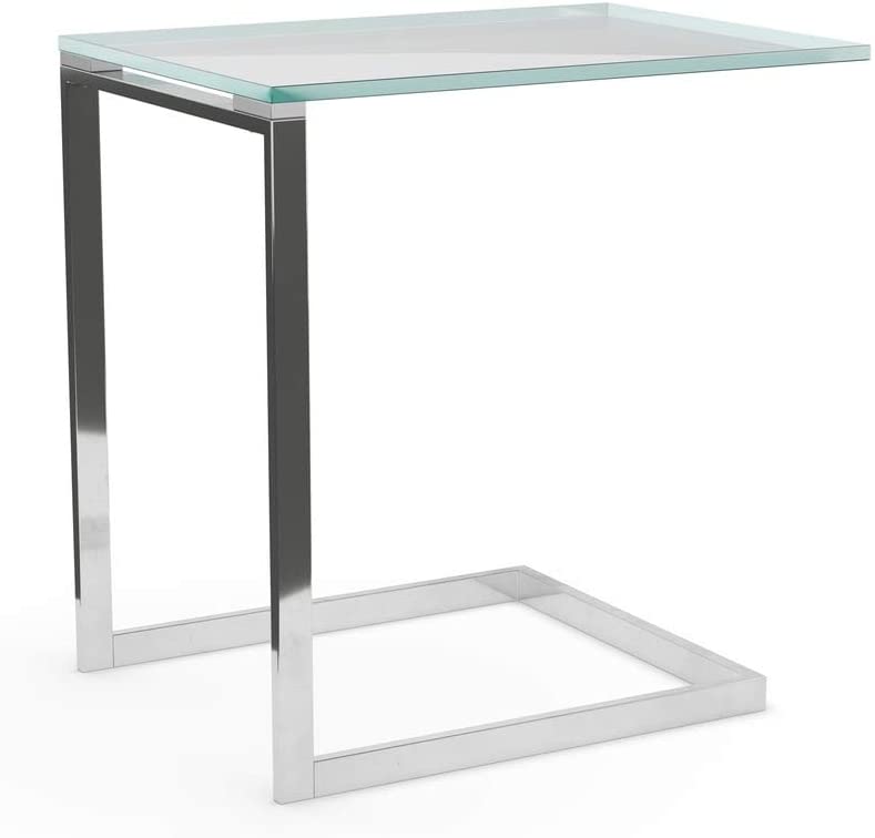 Stainless Steel/Glass End Table Silver Modern Contemporary Rectangle Metal Steel Finish Includes Hardware - Diamond Home USA