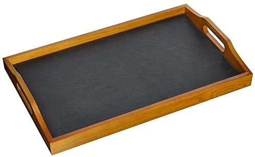 MISC Pine Wood Serving Tray W/Slate Insert Brown Traditional Rectangle Slate 1 Piece