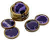 MISC Handmade Purple Cosmos Cedar Coasters (Set 6) 0 4" H X 3 7" Diam Blue Wood