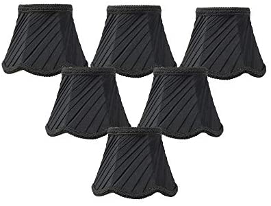 Set 6 Pleated Scallop Clip Candelabra Black Lampshade