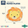 UKN 48 Party Paper Plates Safari Jungle Animal Theme Birthday Supplies Lion 10 2 9" X Orange Casual Round Plastic