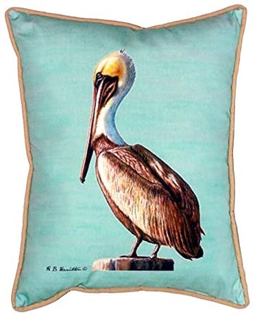 Pelican Teal 16 inch X 20 inch Indoor/Outdoor Throw Pillow Color Graphic Nautical Coastal Polyester One