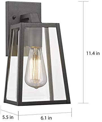 MISC Transitional 1 Light Black Outdoor Wall Lantern Glass Steel Bulbs Included