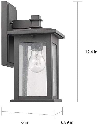 MISC Transitional 1 Light Black Outdoor Wall Lantern Aluminum Glass Dimmable