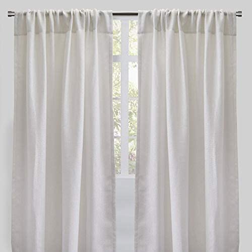 UKN Rodeo Home Linen Look Metallic Sheer Curtains (Set 2) 54
