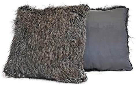 Desert Fox Grey Fur Decorative Pillow (Set 2) Brown Animal