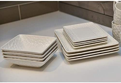 Marble 18pc Dinner Set White Solid Modern Contemporary