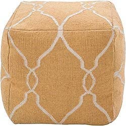 Decorative Yellow Pouf Gold Geometric Modern Contemporary