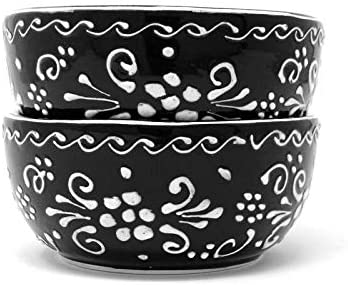 Pottery 5 5 inch Bowls (Set 2) N/ Black Textured Round 2