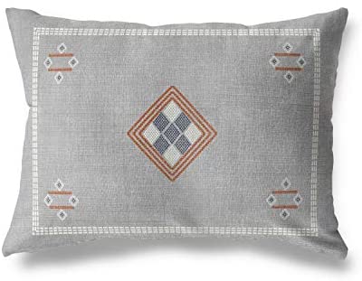 MISC Lumbar Pillow by 14x20 Grey Geometric Southwestern Cotton Single Removable Cover