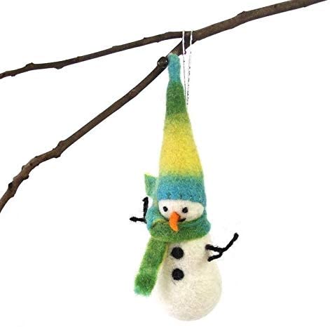 Handmade Felted Wool Christmas Ornament Snowman