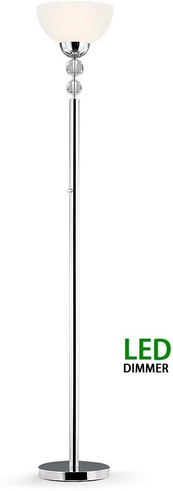 Unknown1 71 Inch Crystal Balls Dimmer Led Floor Lamp Silver Modern Contemporary Chrome Bulbs Included