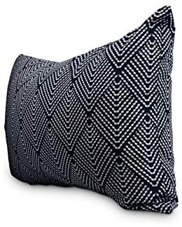 14 X 20 Inch Navy Blue Abstract Decorative Outdoor Pillow Transitional Polyester - Diamond Home USA