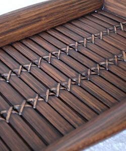 Handmade Set 3 Bamboo Serving Trays (Indonesia) Brown