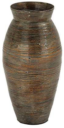 Lacquer Bamboo Vase Black Bohemian Eclectic Aluminum