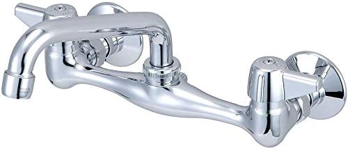 Brass Two Handle Wallmount Kitchen Faucet 6" Tube Swivel