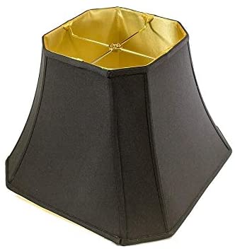 9x16x12 Square Cut Corner Shade Black Fabric/Gold Liner Modern Contemporary